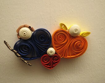 Miniature Handmade nativity scene in quilled hearts for valentine's day or for your collection!