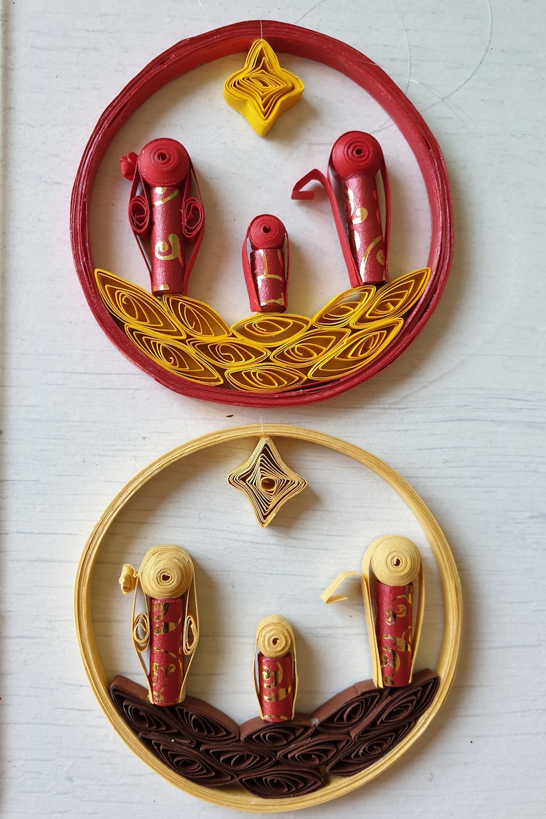 Circular nativity scene to hang mini ornament quilling set Etsy