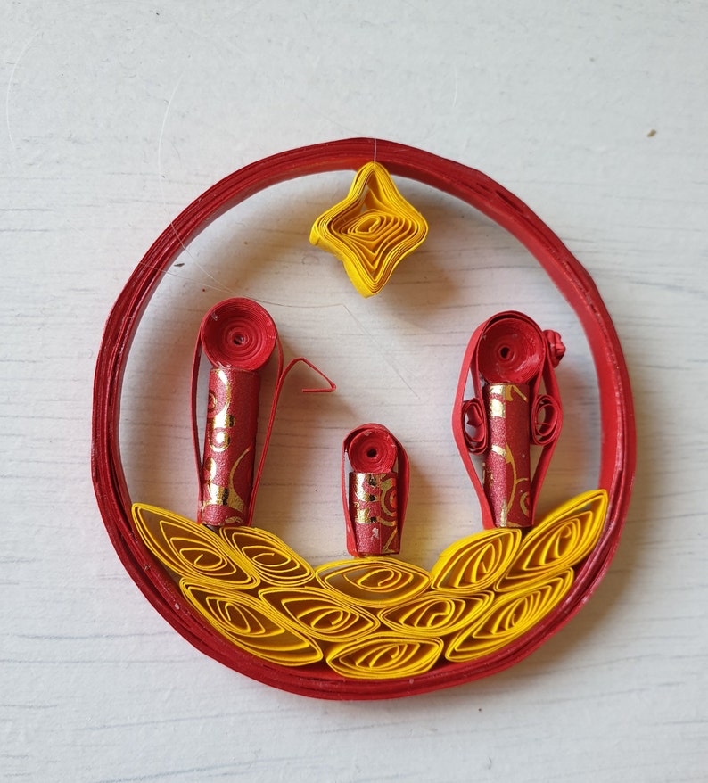 Circular nativity scene to hang mini ornament quilling set Etsy