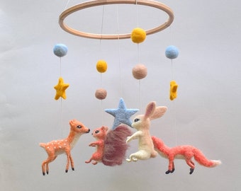 Forest animal mobile Felt Baby mobile Baby Crib mobile Woodland mobile Newborn gift Nursery decor Childrens room Nursery room Rustic decor