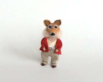 Mr Fox Mayor Harrison Fox Christmas Muppet Fox puppet Emmet otter&#39;s Jug-band Christmas Organic Art doll Dressed animal Felt Christmas Winter
