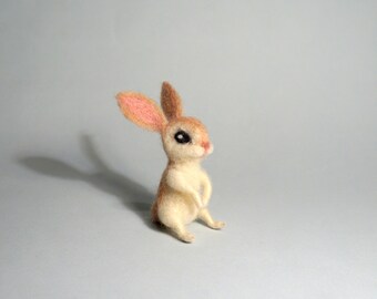 White bunny  Mini rabbit Felted hareTiny animal Wool Rabbit Wool felted rabbit Needle felt animal Easter bunny Organic Gift Doll house