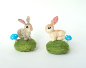 Osterhase Nadelgefilzter Hase Frühlingshase Osterkaninchen Brauner Hase weißer Hase Osterdeko Nadelgefilztes Tier Minihase Süßer Filz