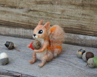 Felted squirrel Xmas ornament Christmas miniature Woodland animal  Felted wild animal Wool felted Animal Winter Decor Soft sculpture