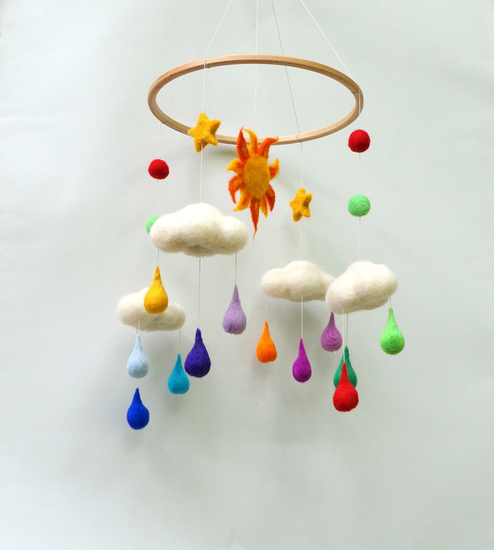 Sun Mobile Rainbow Mobile Colorful Mobile Newborn Gift Felt Etsy