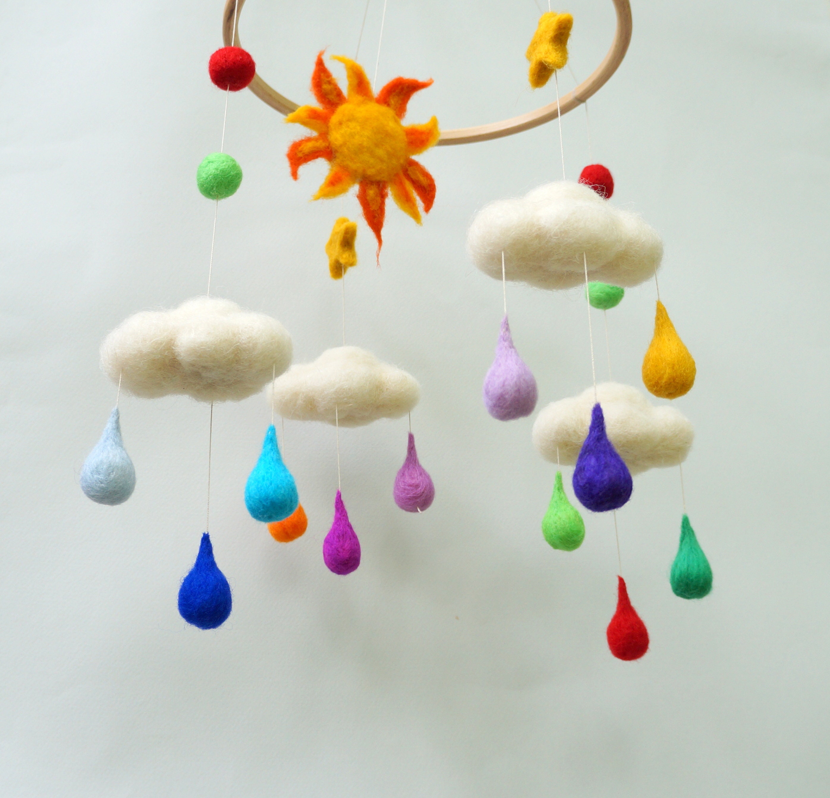 Sun mobile Rainbow mobile Colorful mobile Newborn gift Felt Etsy