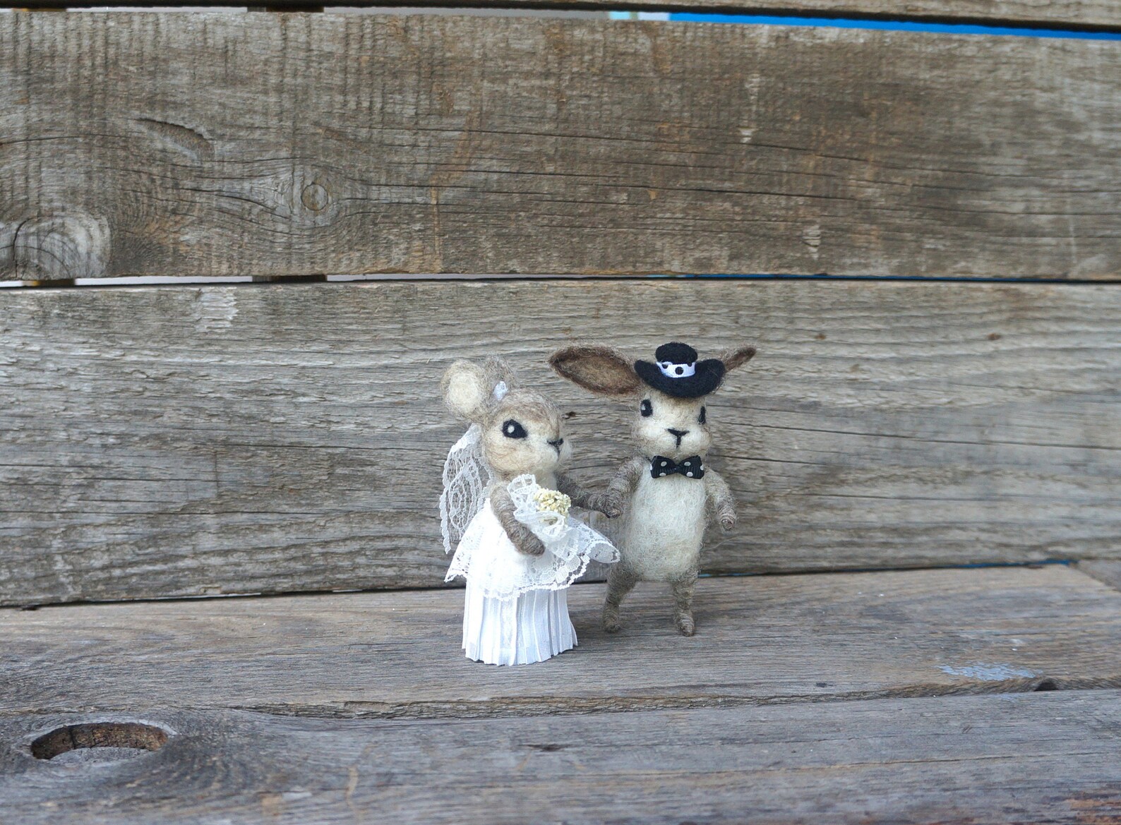 Wedding Toppers Rabbit Wedding Bunny Woolen Cake Topper: Rustic Bride & Groom Rabbit Couple - Etsy