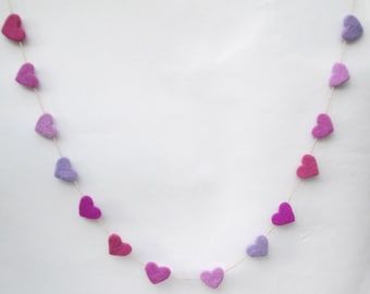 Violet hart slinger vilt Valentines harten lavendel banner paarse baby meisje kinderkamer decor kinderkamer bruiloft slinger verjaardagsfeestje
