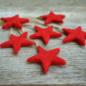 Christmas Star ornament Red Christmas star Felt Tree ornament Christmas décor Rustic home decor Christmas star decor GiftTags Wool Set of 3