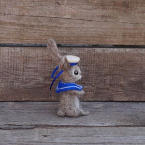 Bunny Sailor Nautical Art doll Seaside Nautical Summer decor Summer time Woolen figurine Woodland Soft Sculpture Organic cute gift image 4