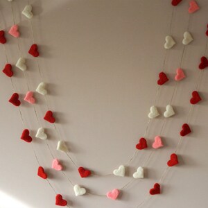 Needle Felted heart Red Heart Garland Valentines heart garland Wool Red Hearts Woolen décor Party Banner Holiday Home Decor Wedding Garland image 5