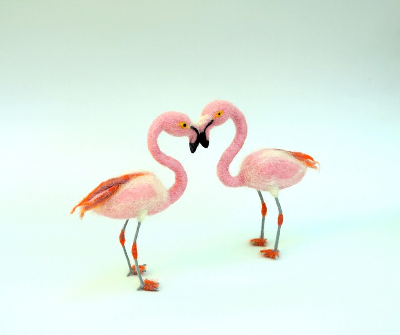Flamingo Wedding Cake Topper Beach Love bird Felt cake topper Beach wedding Woolen wedding Tropical Wedding Bird Flamingos couple in love