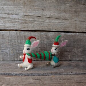 Christmas Miniature Felted Bunny Christmas Tree Holiday Tiny Hare ...