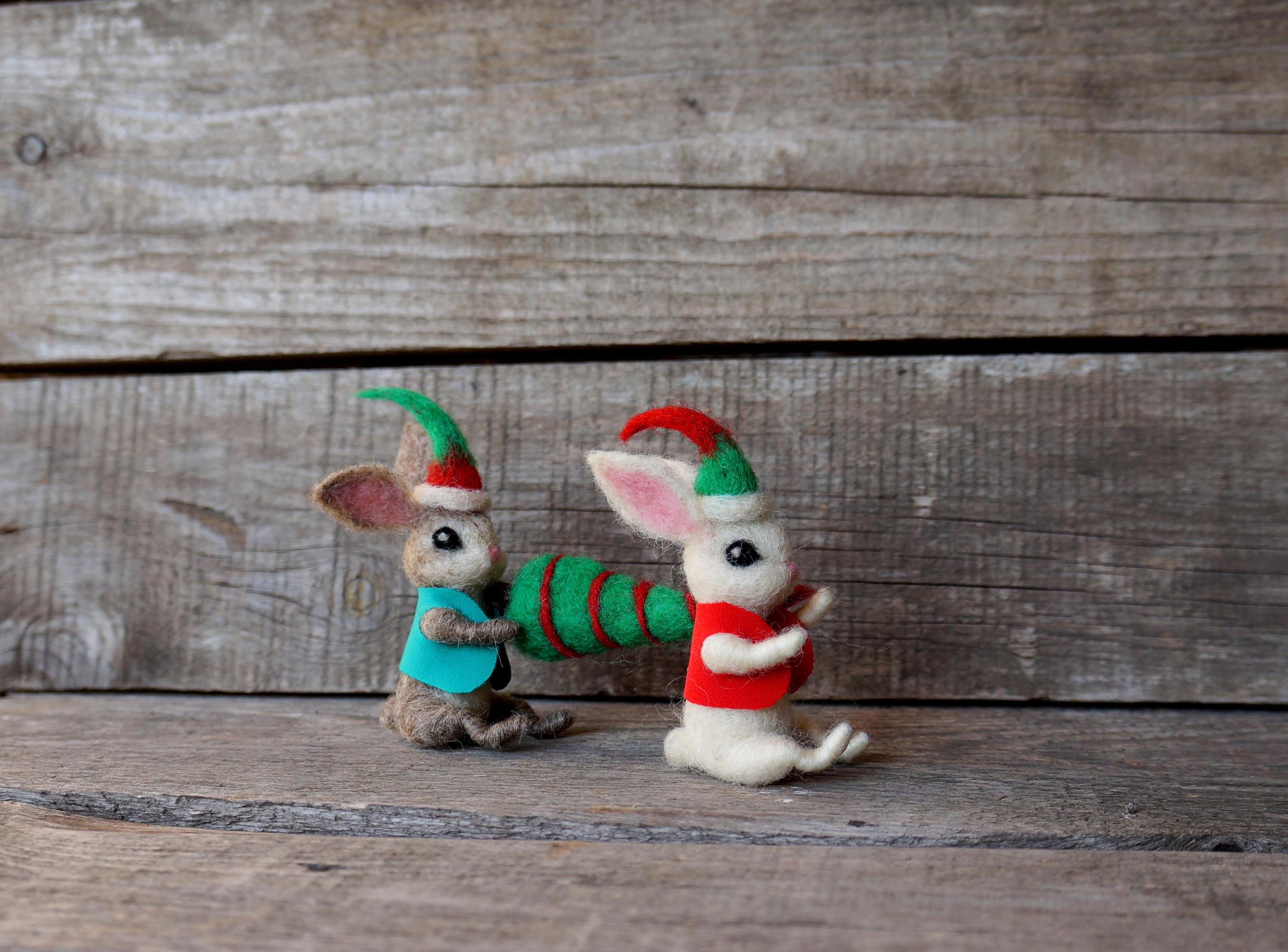 Christmas Miniature Felted Bunny Christmas Tree Holiday Tiny Hare ...