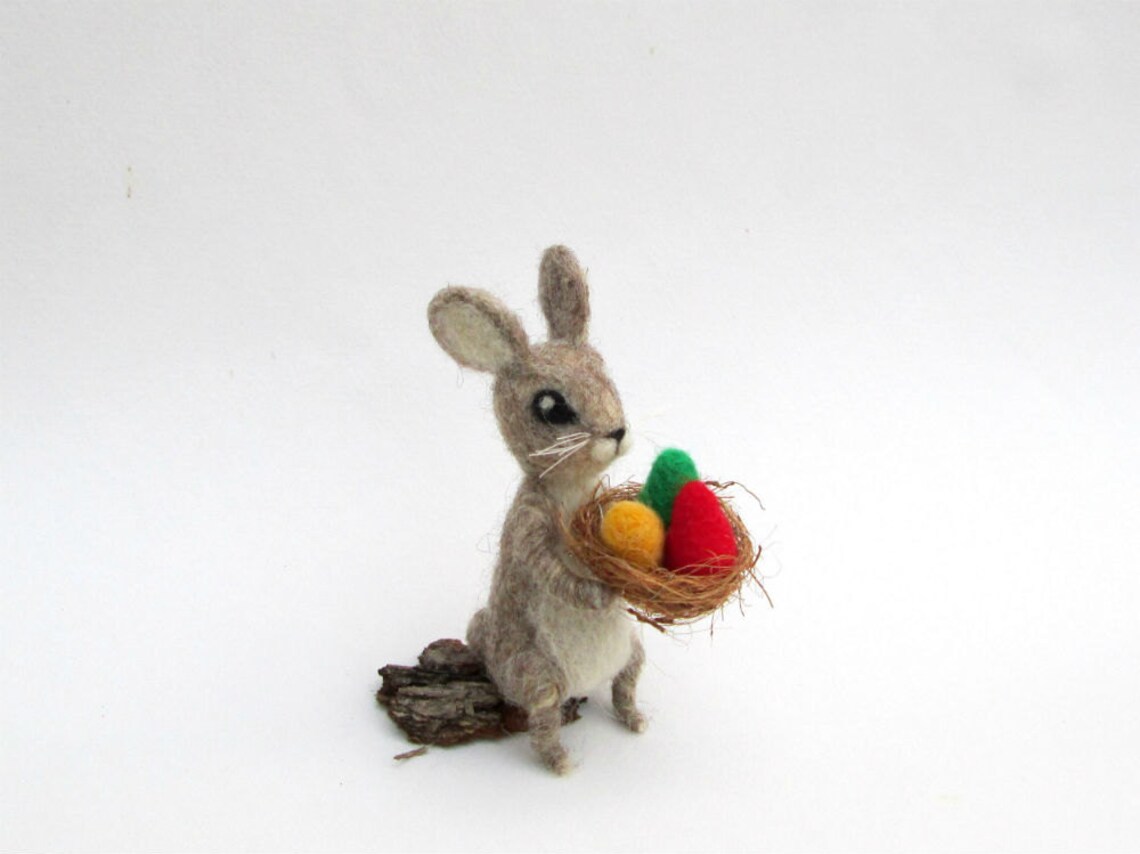 Easter Bunny Needle Felted Bunny Spring Hare Felted Easter Wool Rabbit ...