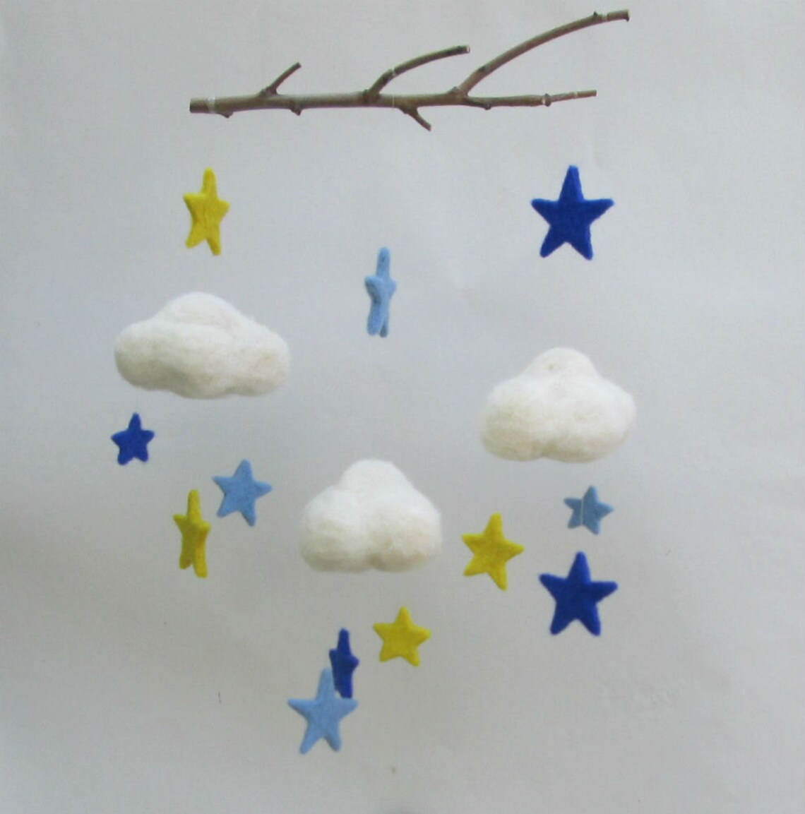 Felt Cloud Star Mobile Baby Boy Mobile Living Room Decor Etsy