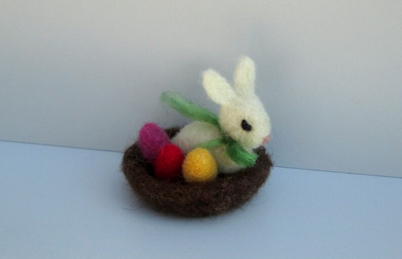 Felted Easter Bunny Needle Felted Rabbit Nest Bunny Easter Eggs Wool ...