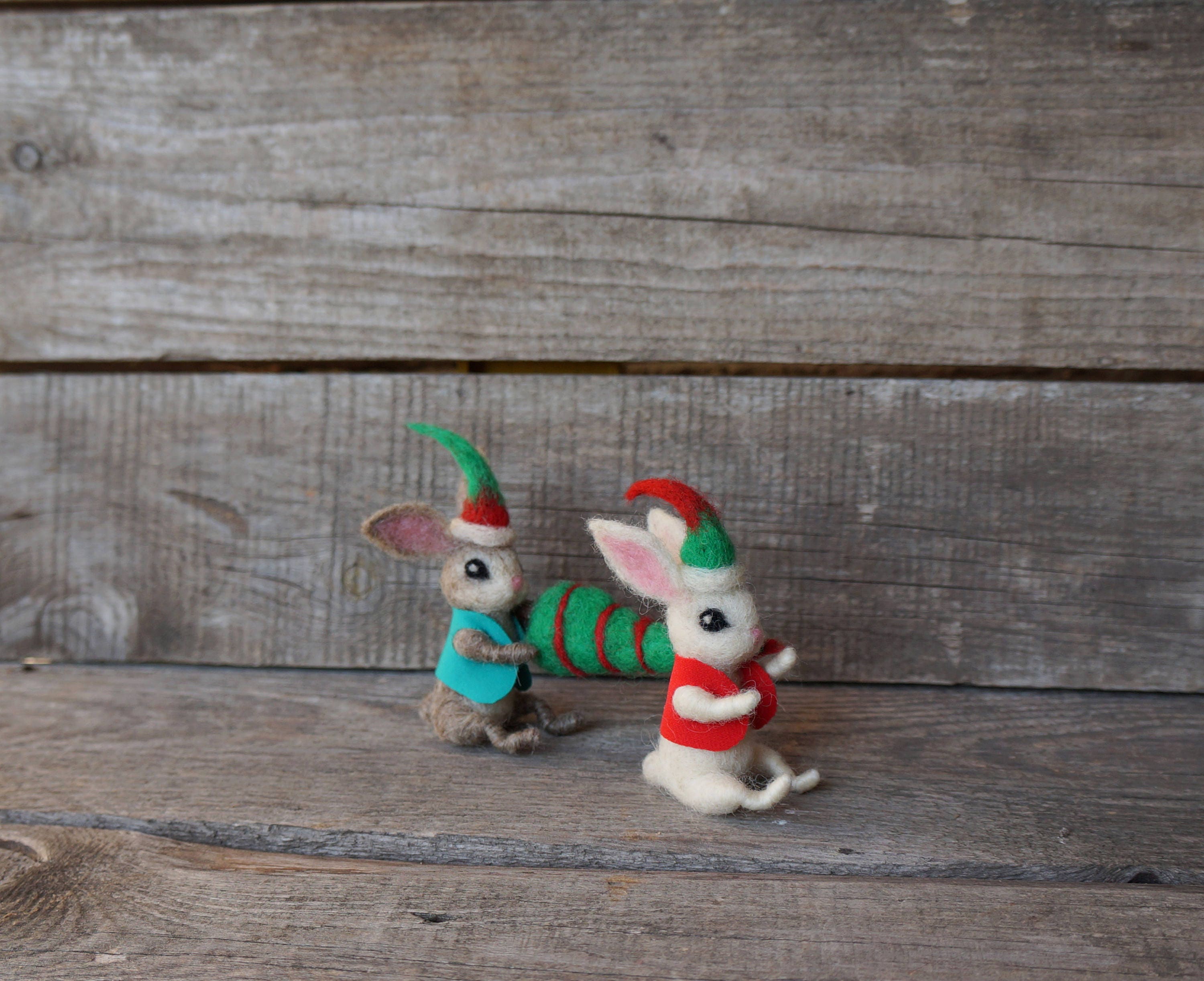 Christmas Miniature Felted Bunny Christmas Tree Holiday Tiny Hare ...