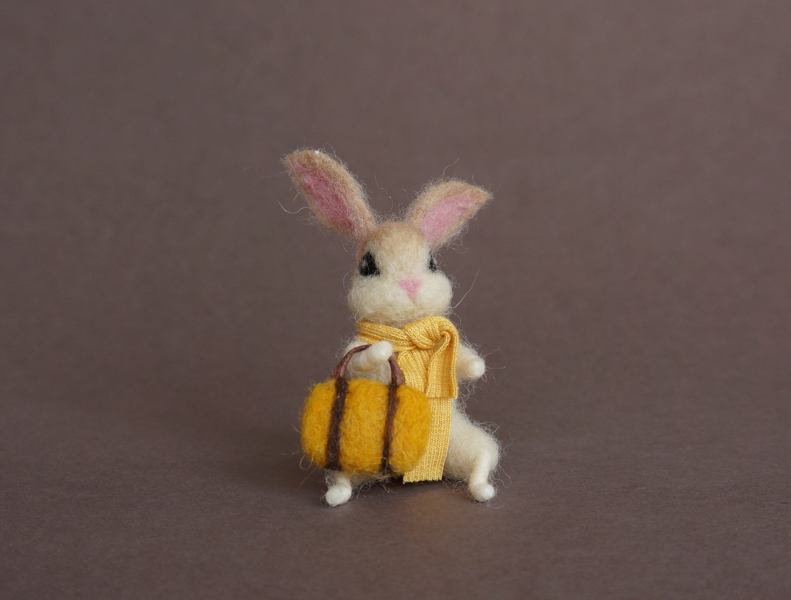 Traveling Bunny White Rabbit Cute Hare Tiny Animal Needle Felt Bunny ...