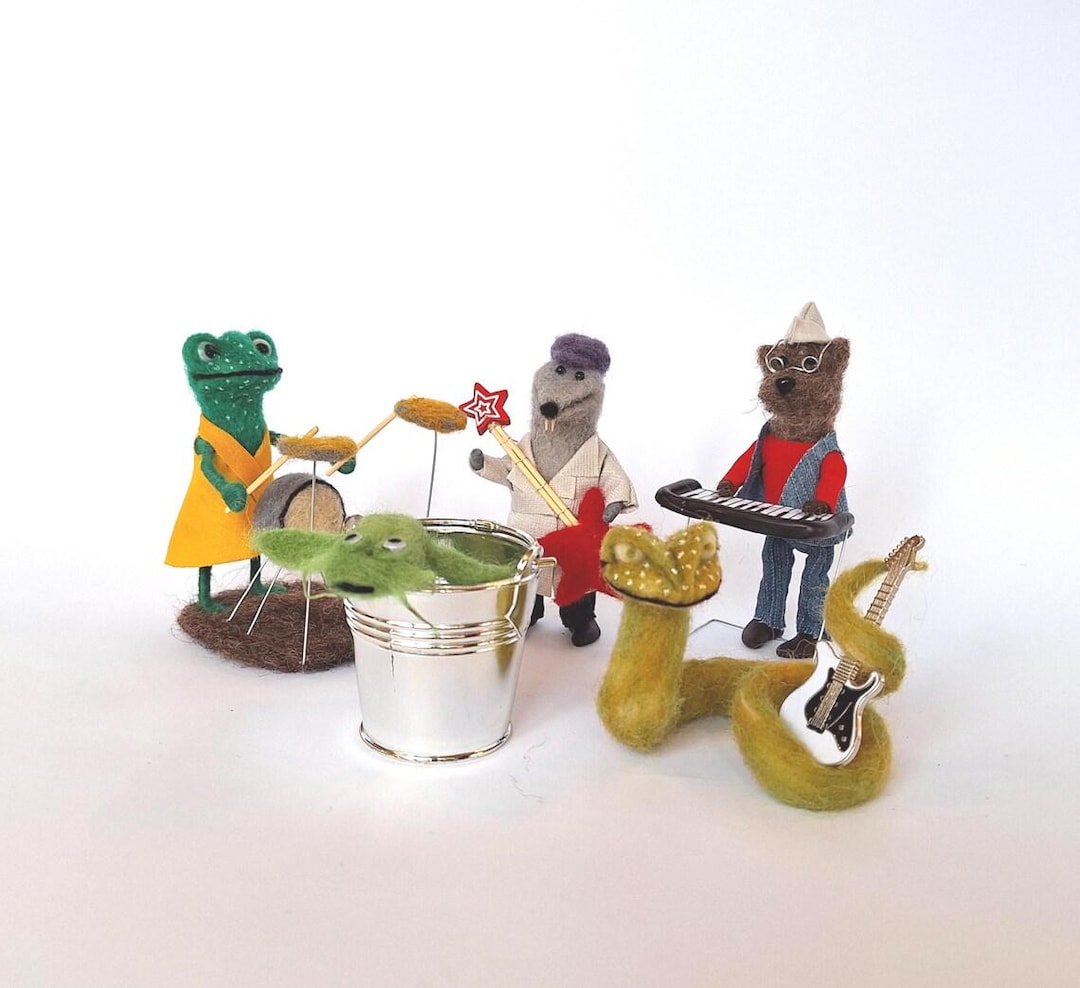 洋楽 Flat Lyne Entertainment Presents Nightmare Benefit Band Miniature | Needle Felted Jug Band
