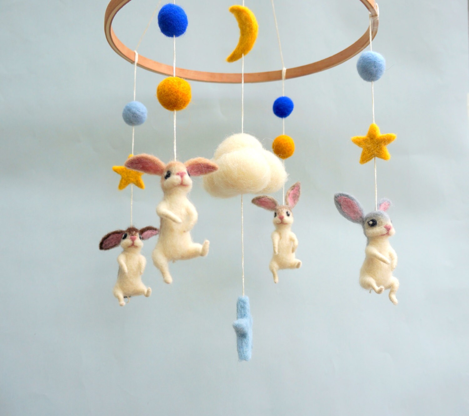 Bunny Mobile Baby mobile Felted animal mobile Easter decor Etsy