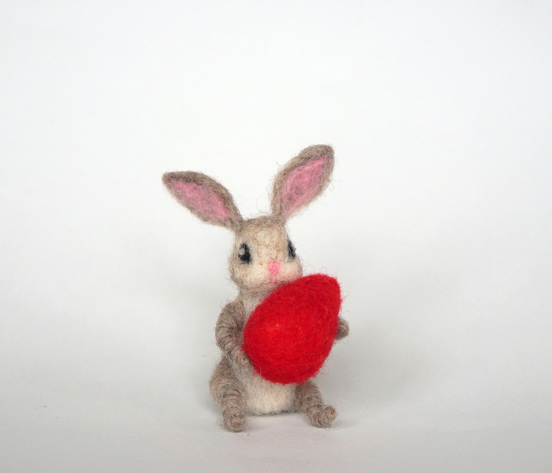 Easter Bunny Wool Rabbit Easter Eggs Needle Felted Hare Spring Art Doll ...