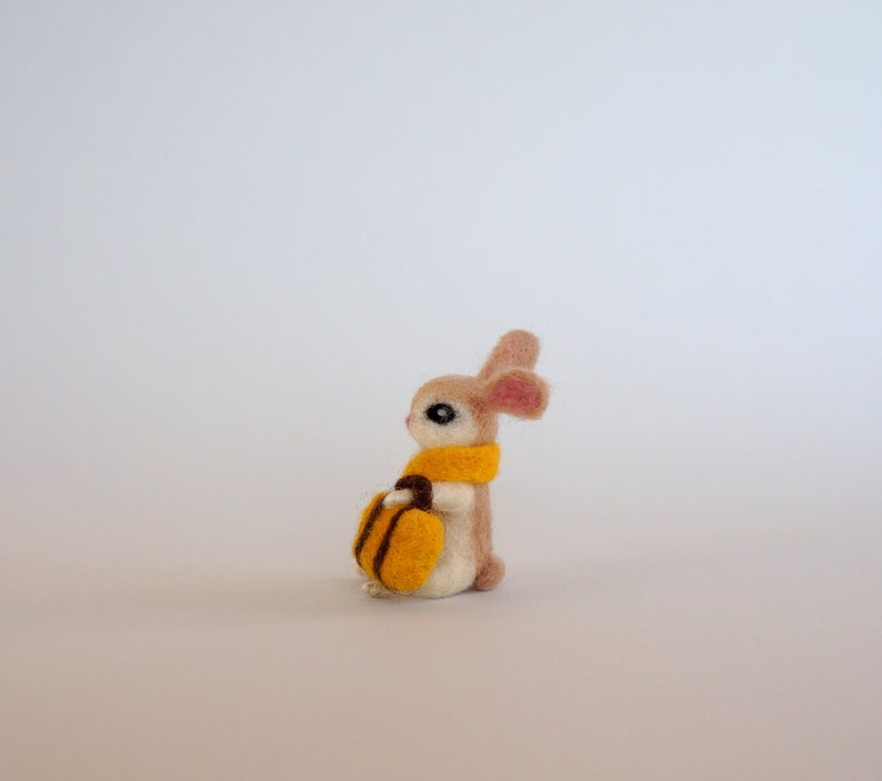 Traveling Bunny White Rabbit Cute Hare Tiny Animal Needle Felt Bunny ...