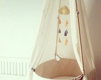 Raindrops felt mobile Pastel mobile Felt cloud blue cream ivory gray baby girl boy mobile Nursery decor Rain childrens decor Nursery room