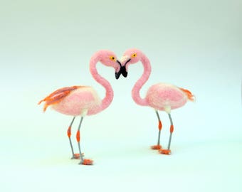 Flamingo Wedding Cake Topper Beach Love bird Felt cake topper Beach wedding Woolen wedding Tropical Wedding Bird Flamingos couple in love