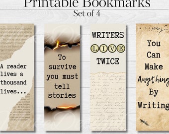 Writing Quote Bookmarks | Vintage Typewriter Bookmarks | Reader & Writer Gifts | Literary Quote Bookmarks | Author Gifts | Digital Download