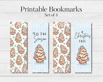 Christmas Bookmarks | Christmas Cake Bookmarks | Tis the Season | Book Lover Gifts | Stocking Stuffers | Printable Bookmarks