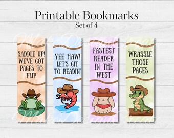 Cowboy Animal Bookmarks | Kids Bookmarks | Cowboy Western | Classroom Rewards | Kids Party Favor | Summer Reading | Digital Download