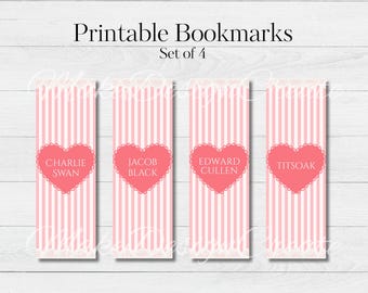 Vampire Bookmarks | Lace Heart Bookmarks | Edward Cullen, Jacob Black, Charlie Swan, TITSOAK | Forks Washington | Digital Download