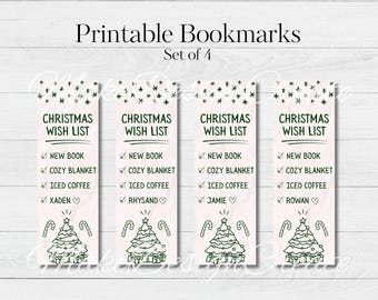 Christmas Wish List Bookmarks | Book Boyfriends | Rhys, Jamie, Xaden, Rowan | Romantasy Bookmarks | Book Lover Gifts | Printable Bookmarks