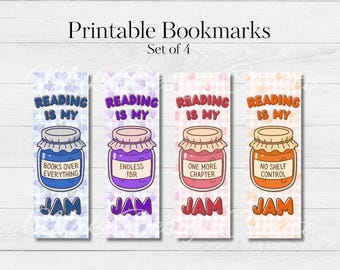 Reading Is My Jam Bookmarks | One more chapter, no shelf control, books over everything, endless TBR | Books are my jam | Digital Download