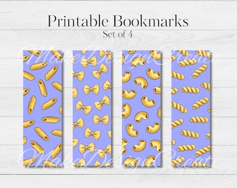 Pasta Bookmarks | Food Bookmarks | Macaroni Printable Bookmarks | Book Lover Gifts | Weird Bookmarks | Digital Download | Set of 4