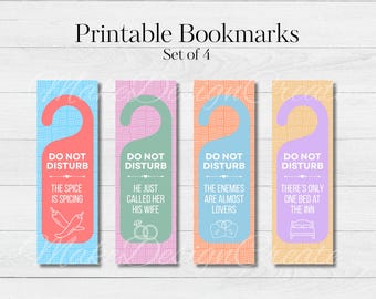 Do Not Disturb Bookmarks | enemies to lovers, spice is spicing, one bed at the inn | Printable Bookmarks | Book Lover Gift | Set of 4