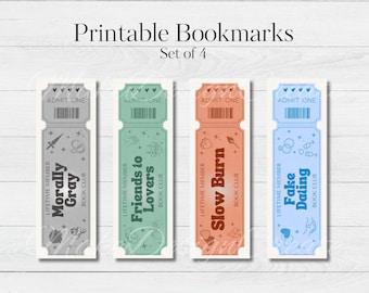 Trope Ticket Bookmarks | morally gray, friends to lovers, slow burn, fake dating |  Printable Bookmarks | Book Lover Gift | Digital Download
