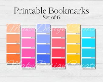 EmHen Inspired Bookmarks | Paint Sample Bookmarks | Romance Bookmarks | Colorful Bookmarks | People We Meet, Book Lovers | Digital Download