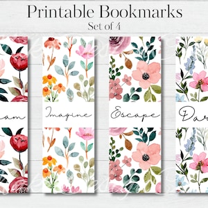 Floral Bookmarks | Watercolor Flower Bookmarks | Spring & Summer Bookmarks | Vintage Style Bookmarks | Book Lover Gifts | Digital Download