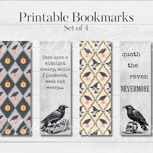 Edgar Allan Poe Bookmarks | The Raven Bookmarks | Gothic Bookmarks | Literary Quote Bookmarks | Spooky Fall Bookmarks | Digital Download