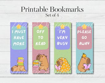 Capybara Bookmarks | Silly Bookmarks | Reader Gifts | Funny Bookish Gifts | Book Club Favors | Printable Bookmarks | Digital Download