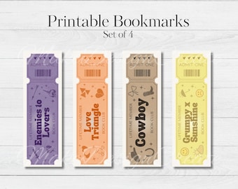 Trope Ticket Bookmarks | enemies to lovers, cowboy, love triangle, grumpy x sunshine |  Printable Bookmarks | Book Lover Gift