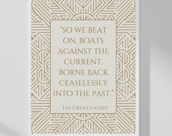 The Great Gatsby Wall Art Printable | Literary Quote Art | 1920s Decor | Art Deco Wall Art | F. Scott Fitzgerald | Digital Download