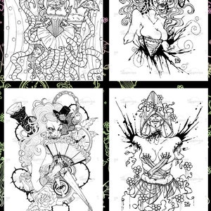 Adult Coloring Book Bloody Tears Original Dark Gothic Horror Art Instant Download Printable image 4
