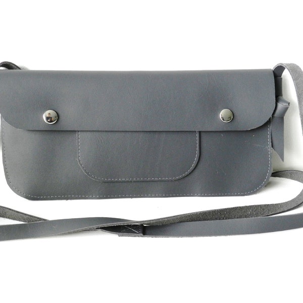 Leather Bag| Gray Leather Bag| Leather Handbag| Minimalist Bag Leather| Handmade Leather Bag