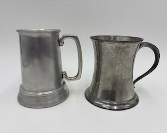Vintage Pewter Cup - Vintage Pewter Stein - Set of 2 - Vintage Pewter Mug - Pewter Cups- Pewter Stein - Pewter Mug - Vintage Pewter Tankard