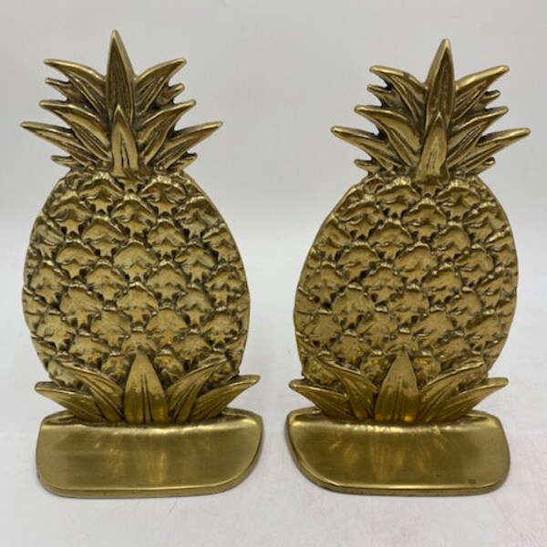 Vintage Brass Pineapple Bookends - Brass Pineapple Bookends - Pineapple Bookends - Vintage Brass Bookends - Brass Bookends - Bookends - Gold