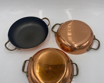 Vintage Copper Au Gratin Pan - Copper Au Gratin Pan - Set of 3 - Vintage Copper Pan - Copper Pan - Vintage Copper Cookware - Copper Cookware