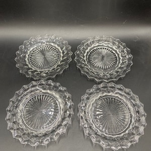 Vintage Glass Cocktail Plates - Glass Cocktail Plates - Set of 4 - Clear Glass Cocktail Plates - Clear Cocktail Plates - Cocktail Plates